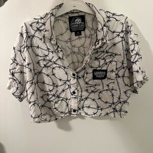 Lurking Class White and Black Crop Top